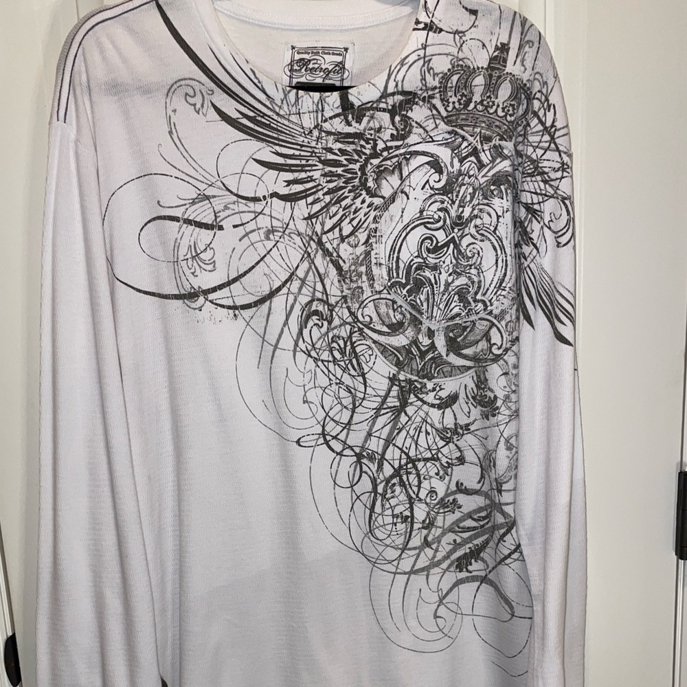 XXL Retrofit brand Mens XXL White and Black Graphic Long Sleeve Waffle Tee - Picture 4 of 7